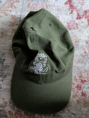 Olive Green Embroidered Pranuts Sally Baseball Cap
